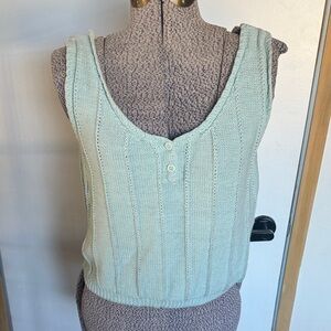 Vintage Mint Green Knit Sleeveless Sweater Top